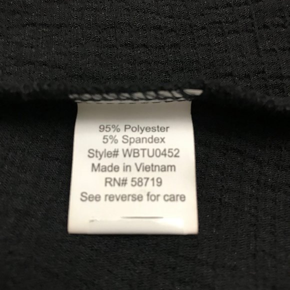 NY Collection Women's PLUS V-Neck Black Blouse - Picture 6 of 6